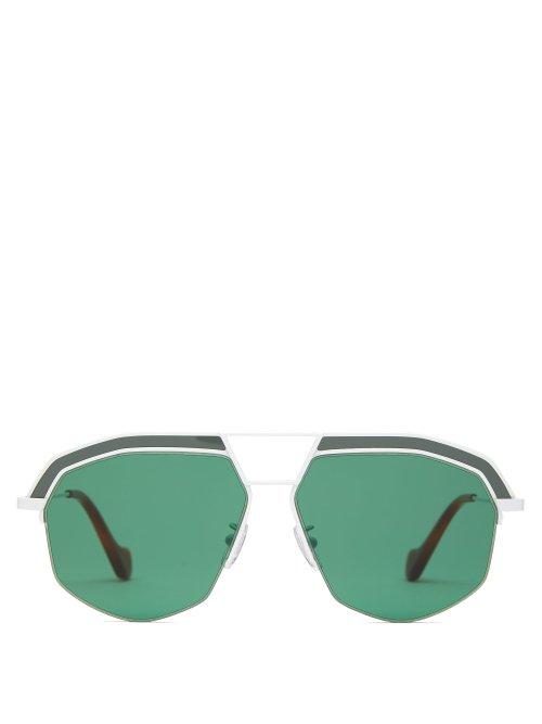 Matchesfashion.com Loewe - Geometric Aviator Sunglasses - Womens - White