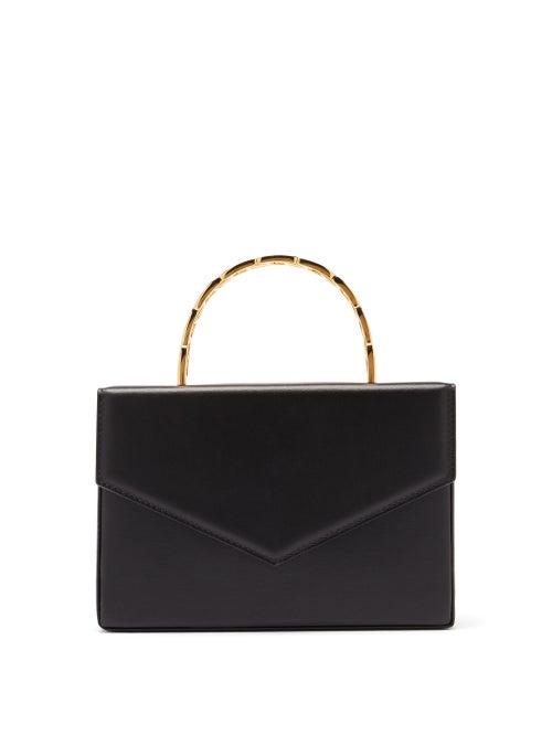 Matchesfashion.com Amina Muaddi - Pernille Envelope-flap Leather Box Bag - Womens - Black