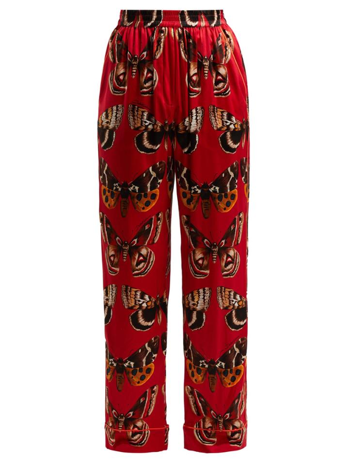 Dolce & Gabbana Butterfly-print Silk-blend Trousers