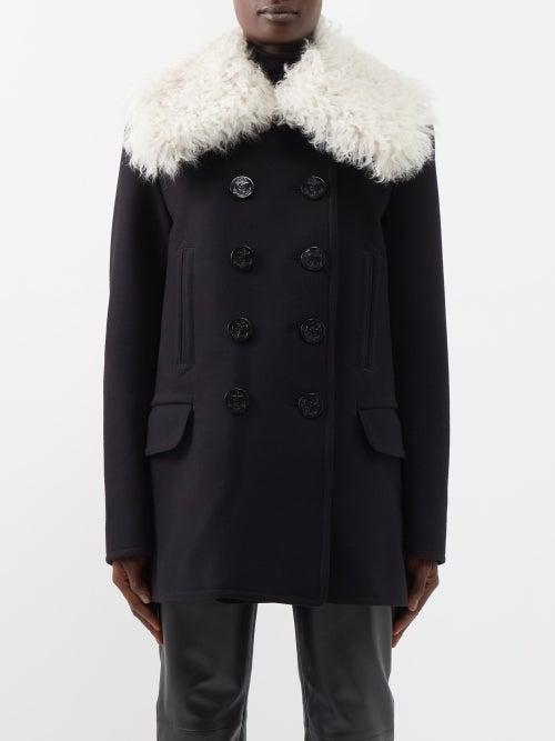 Altuzarra - Mimir Shearling-collar Wool-blend Peacoat - Womens - Black