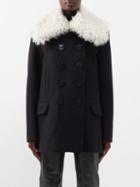 Altuzarra - Mimir Shearling-collar Wool-blend Peacoat - Womens - Black