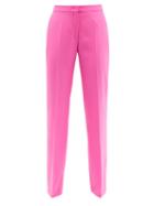 Another Tomorrow - Wool-crepe Tailored Trousers - Womens - Pink