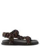 Fendi - Ff-print Ruched Santin Sandals - Womens - Brown Multi