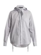 Matchesfashion.com Craig Green - Striped Tie Neck Hooded Cotton Shirt - Womens - Blue Stripe