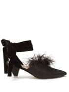 Matchesfashion.com Attico - Marabou Feather Mid Heel Pumps - Womens - Black