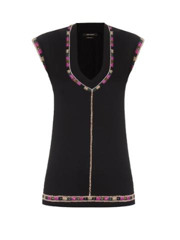 Isabel Marant Cotton-jersey Embroidered Top