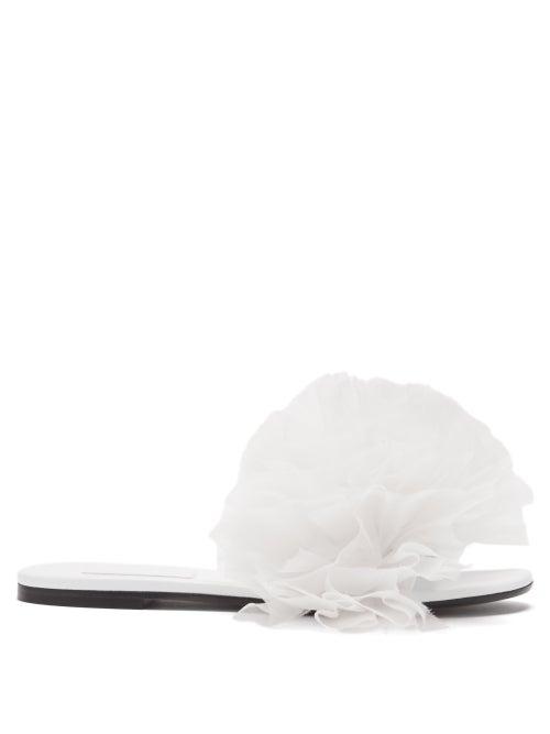 Matchesfashion.com Emilio Pucci - X Tomo Koizumi Ruffled-tulle Slides - Womens - White