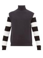 Matchesfashion.com Paul Smith - Striped Sleeve Funnel Neck Wool Sweater - Mens - Grey Multi