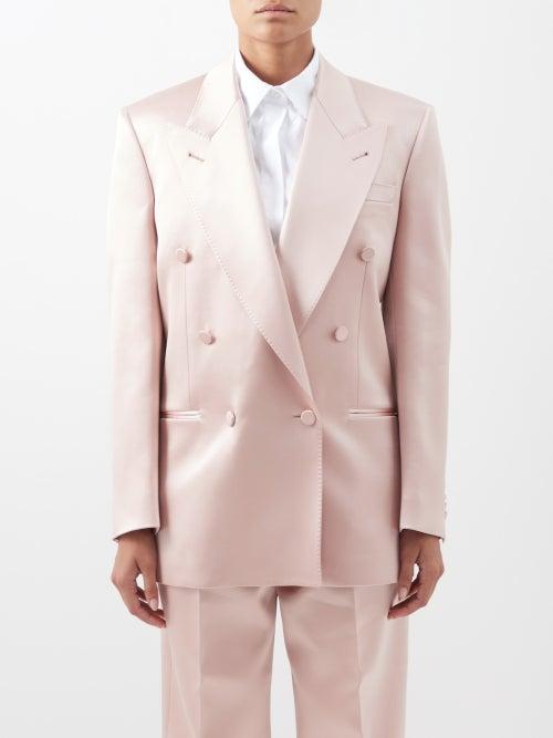 Gucci - Double-breasted Duchesse-satin Suit Jacket - Womens - Light Pink