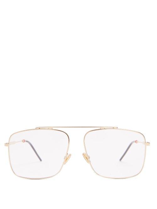 Matchesfashion.com Dior Homme Sunglasses - Square Frame Metal Glasses - Mens - Gold