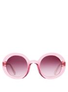 Matchesfashion.com Miu Miu - Oversized Glitter Acetate Sunglasses - Womens - Pink