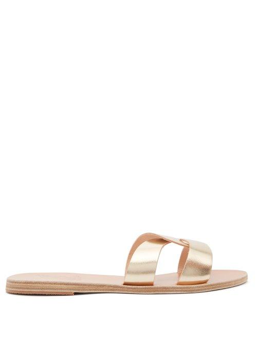 Matchesfashion.com Ancient Greek Sandals - Desmos Cut Out Leather Slides - Womens - Gold