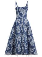 Matchesfashion.com Junya Watanabe - Floral Embroidered Denim Dress - Womens - Blue Multi