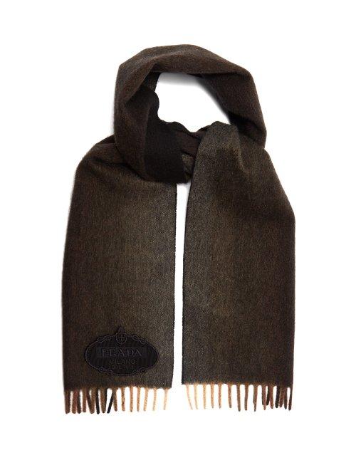 Matchesfashion.com Prada - Dgrad Logo Embellished Cashmere Scarf - Mens - Camel