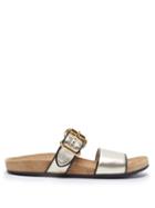 Matchesfashion.com Prada - Double Strap Leather Sandals - Womens - Gold