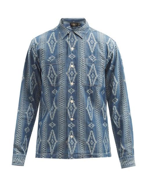Matchesfashion.com Rrl - Towns Diamond-print Denim Shirt - Mens - Indigo