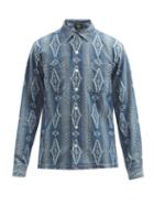 Matchesfashion.com Rrl - Towns Diamond-print Denim Shirt - Mens - Indigo