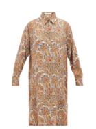 Matchesfashion.com Etro - Cactus Paisley Print Wool Blend Shirtdress - Womens - Brown Multi