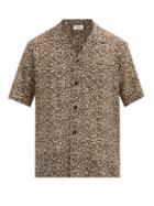 Saint Laurent - Leopard-print Silk Short-sleeved Shirt - Mens - Brown
