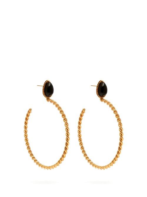 Matchesfashion.com Sylvia Toledano - Onyx Embellished Twisted Hoop Earrings - Womens - Black
