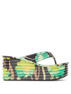 Matchesfashion.com Fendi - Promenade Quilted Floral-print Platform Sandals - Womens - Black Multi