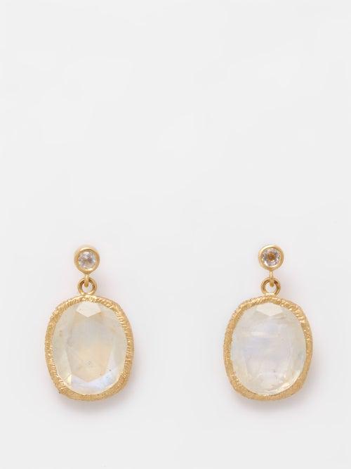 Jade Jagger - Maiden Moonstone & 18kt Gold Earrings - Womens - Gold Multi