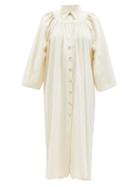 Ladies Beachwear Les Vacances D'irina - Bigger Splash Gathered Cotton-muslin Midi-dress - Womens - Ivory