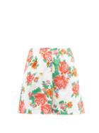 Matchesfashion.com Rhode - Reese High Rise Floral Print Cotton Voile Shorts - Womens - White Print