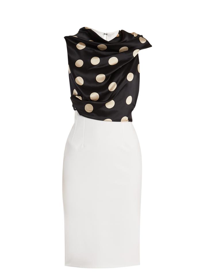 Emilio De La Morena Michelle Polka-dot Draped Contrast Dress