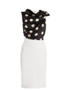 Emilio De La Morena Michelle Polka-dot Draped Contrast Dress