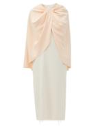 Matchesfashion.com Marina Moscone - Twist-front Cape-bodice Crepe Dress - Womens - Ivory