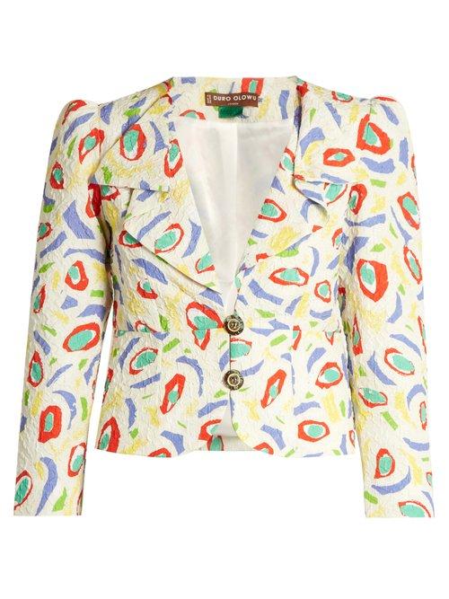 Matchesfashion.com Duro Olowu - Abstract Bird Print Cloqu Jacket - Womens - White Multi