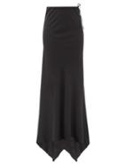 Matchesfashion.com Ann Demeulemeester - Asymmetric Wool-blend Twill Maxi Skirt - Womens - Black