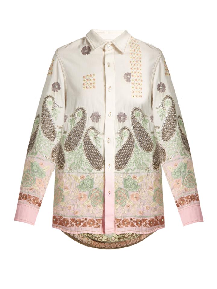 Ashish Paisley-embroidered Cotton Shirt