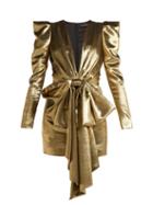 Matchesfashion.com Alexandre Vauthier - Lam Silk Blend Mini Dress - Womens - Gold