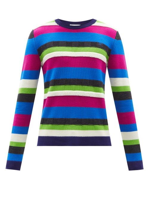 Jw Anderson - Logo-embroidered Striped Merino Sweater - Mens - Multi