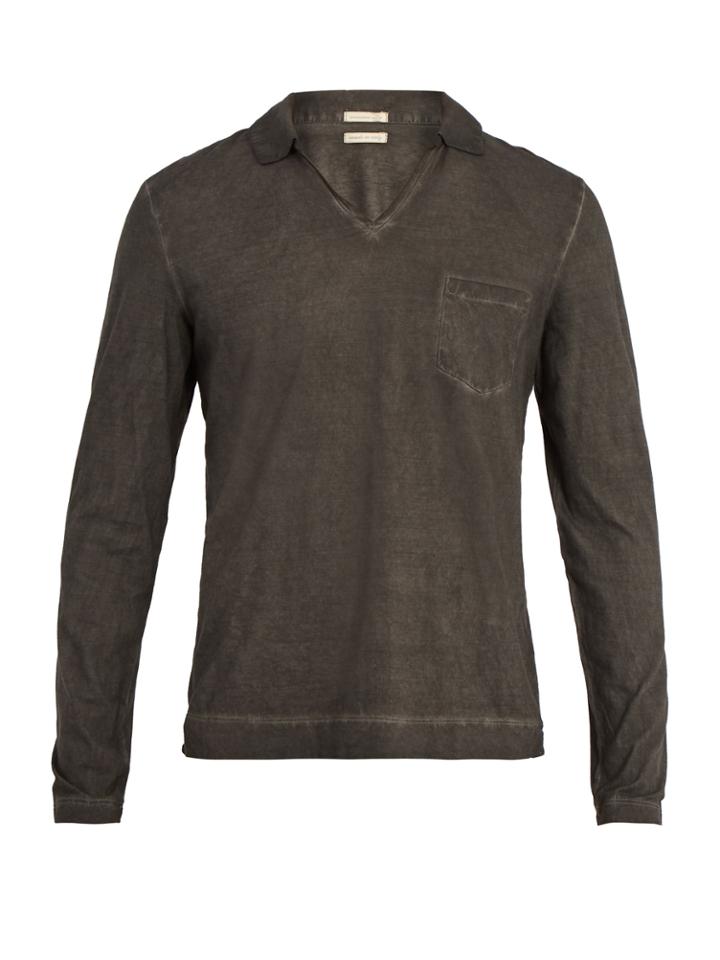 Massimo Alba Open-collar Long-sleeved Cotton-jersey Top