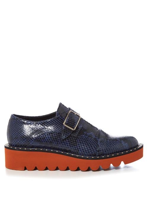 Stella Mccartney Odette Monk-strap Snake-effect Faux-leather Shoes