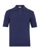Matchesfashion.com Ditions M.r - Positano Terry Cloth Cotton Blend Polo T Shirt - Mens - Navy