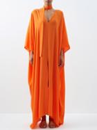 Taller Marmo - El Viento Sashed Crepe Kaftan - Womens - Orange