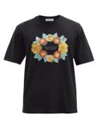 Matchesfashion.com Undercover - Floral-quote Print Cotton-jersey T-shirt - Mens - Black