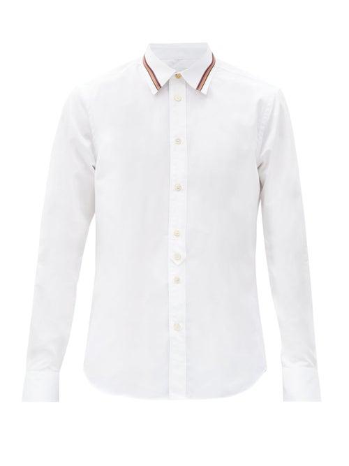 Matchesfashion.com Paul Smith - Artist-stripe Collar Cotton-poplin Shirt - Mens - White