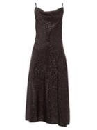Matchesfashion.com Jonathan Simkhai - Sequin Embellished Cowl Neck Midi Dress - Womens - Black