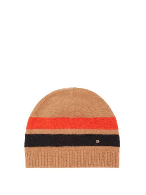 Matchesfashion.com Burberry - Logo-plaque Icon-stripe Merino-blend Beanie Hat - Womens - Camel