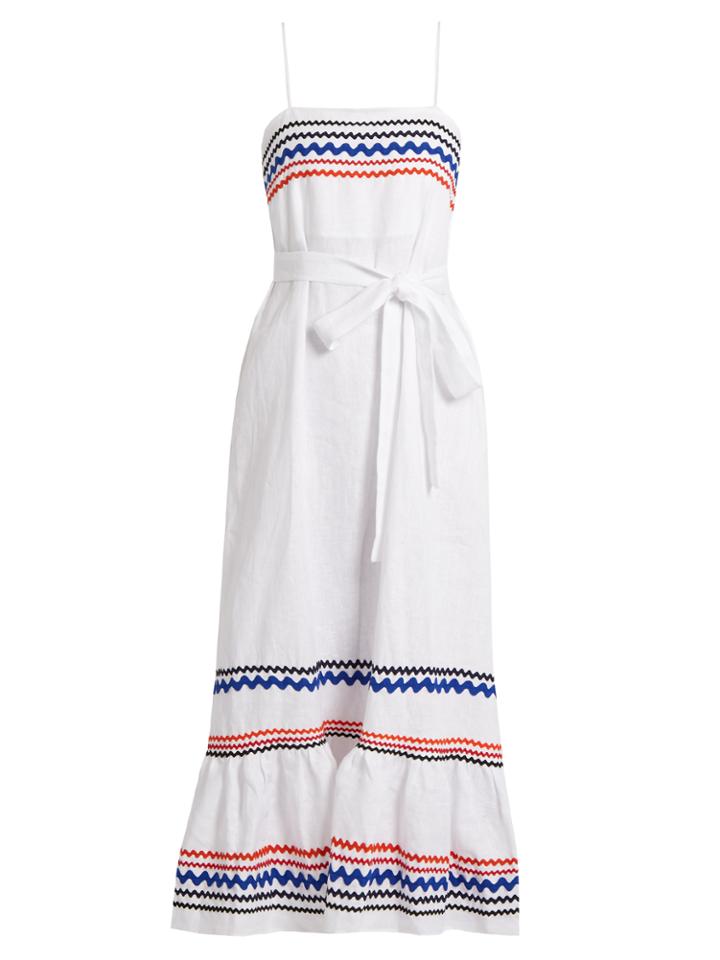Lisa Marie Fernandez Ric-rac Trimmed Linen Slip Dress