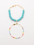 Anni Lu - Set Of Two Pacifico 18kt Gold-plated Bracelets - Womens - Blue Multi