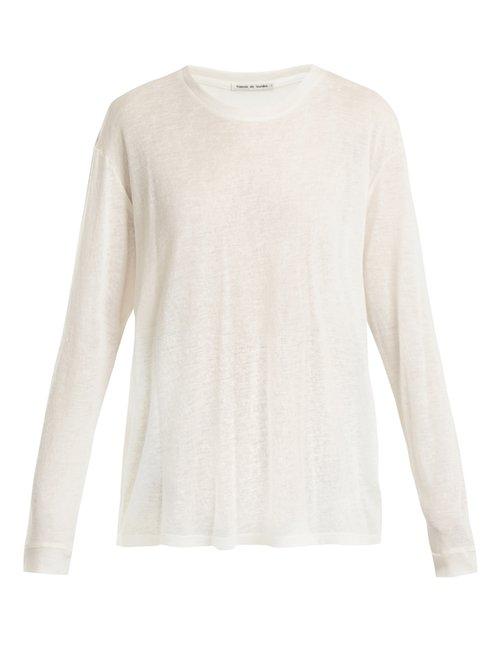 Matchesfashion.com Frances De Lourdes - Marlon Round Neck Cashmere And Silk Blend T Shirt - Womens - Ivory