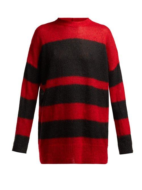 Matchesfashion.com No. 21 - Striped Mohair Blend Oversized Sweater - Womens - Black Red