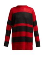 Matchesfashion.com No. 21 - Striped Mohair Blend Oversized Sweater - Womens - Black Red