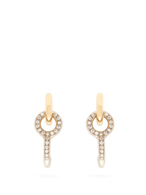 Matchesfashion.com Charlotte Chesnais Fine Jewellery - Twin Diamond & 18kt Gold Earrings - Womens - Gold
